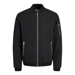 Jack & Jones M black bomber jacket, water-resistant finish and a baseball neck